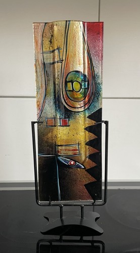 Glasvase mit metallgestell - glasvase,