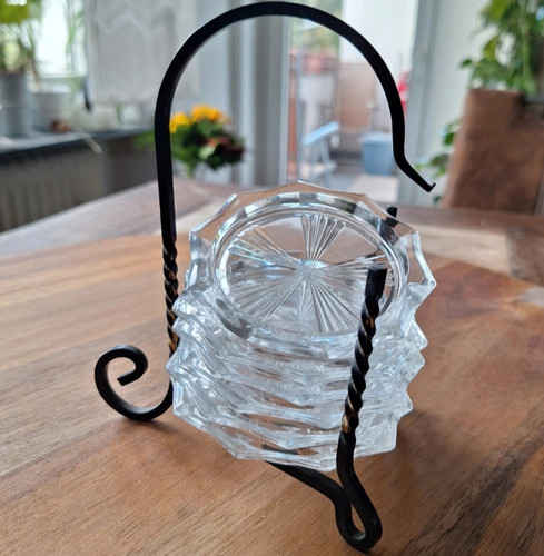 Vintage glas untersetzer set - glas-untersetzer,